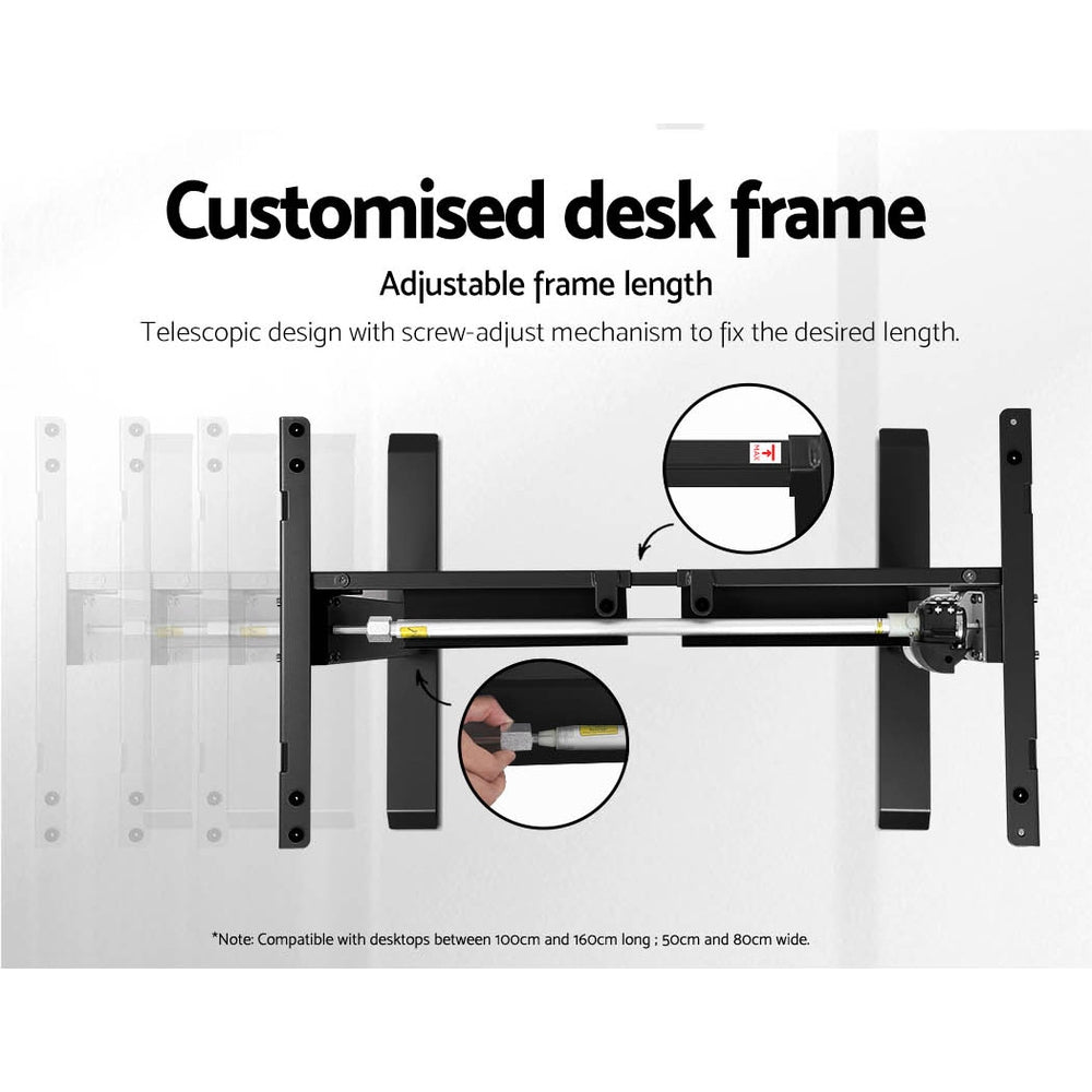 Electric Motorised Height Adjustable Standing Desk - Black Frame with 100cm Walnut Top