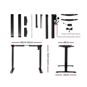 Electric Motorised Height Adjustable Standing Desk - Black Frame with 100cm White Top