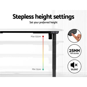 Electric Motorised Height Adjustable Standing Desk - Black Frame with 100cm White Top