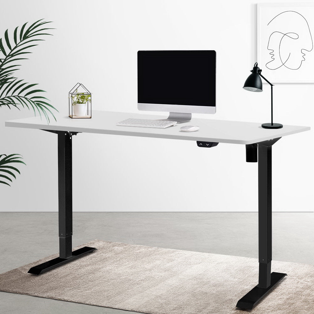 Electric Motorised Height Adjustable Standing Desk - Black Frame with 100cm White Top