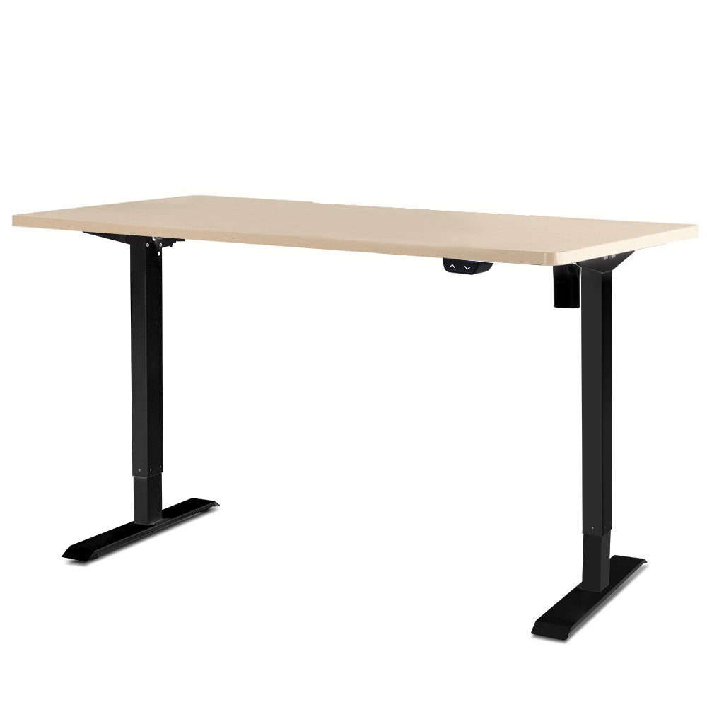 Electric Motorised Height Adjustable Standing Desk - Black Frame with 100cm Natural Oak Top