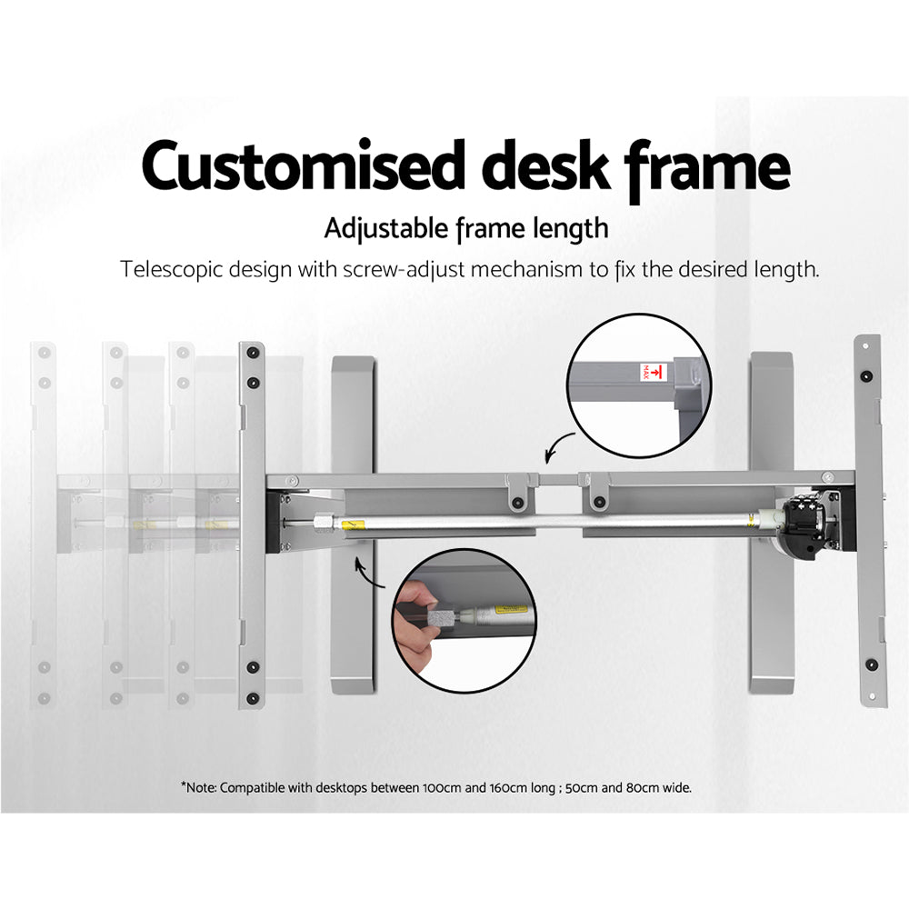 Artiss Standing Desk Sit Stand Table Height Adjustable Motorised Frame Riser with Curved Desk Top