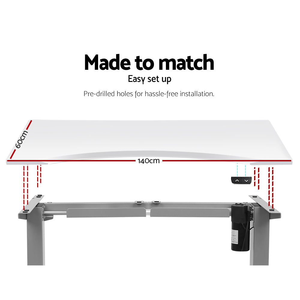 Artiss Standing Desk Sit Stand Table Height Adjustable Motorised Frame Riser 140cm Curved Desk Top
