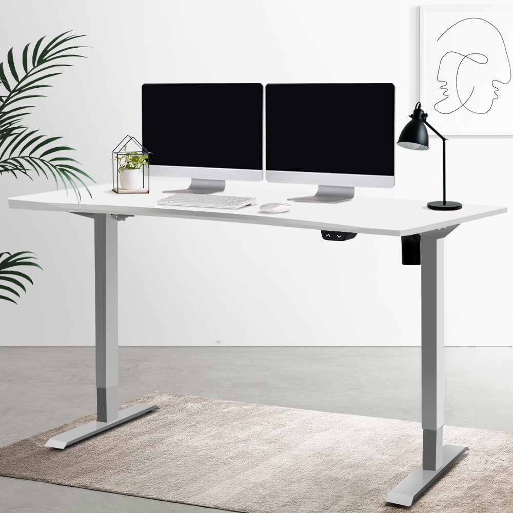 Artiss Standing Desk Sit Stand Table Height Adjustable Motorised Frame Riser 140cm Curved Desk Top