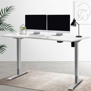 Artiss Standing Desk Sit Stand Table Height Adjustable Motorised Frame Riser 140cm Curved Desk Top