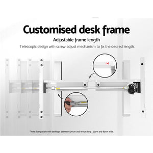 Electric Motorised Height Adjustable Standing Desk - White Frame with 100cm Black Top