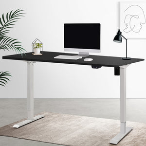 Electric Motorised Height Adjustable Standing Desk - White Frame with 100cm Black Top