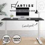 Electric Motorised Height Adjustable Standing Desk - White Frame with 140cm Black Top