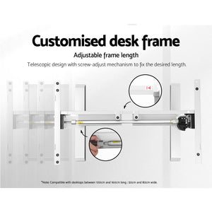 Electric Motorised Height Adjustable Standing Desk - White Frame with 140cm Black Top