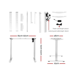 Electric Motorised Height Adjustable Standing Desk - White Frame with 100cm White Top