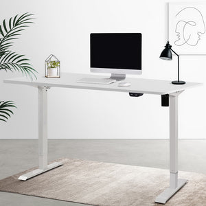 Electric Motorised Height Adjustable Standing Desk - White Frame with 100cm White Top