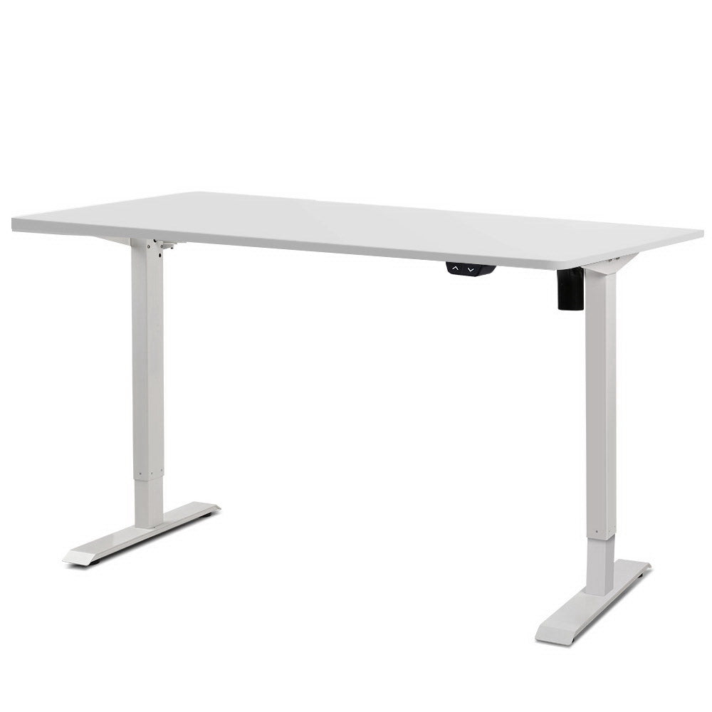 Electric Motorised Height Adjustable Standing Desk - White Frame with 140cm White Top