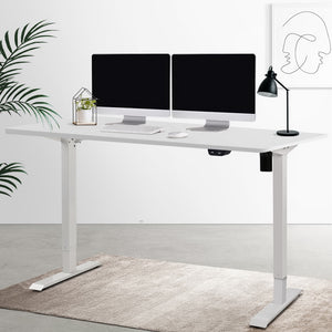 Electric Motorised Height Adjustable Standing Desk - White Frame with 140cm White Top