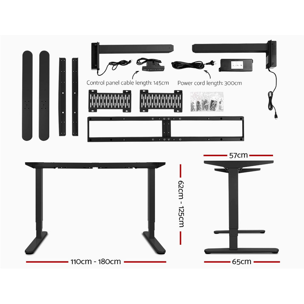 Artiss Motorised Standing Desk - Black