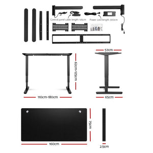 Artiss Electric Motorised Height Adjustable Standing Desk Laptop 2-Motor 160cm