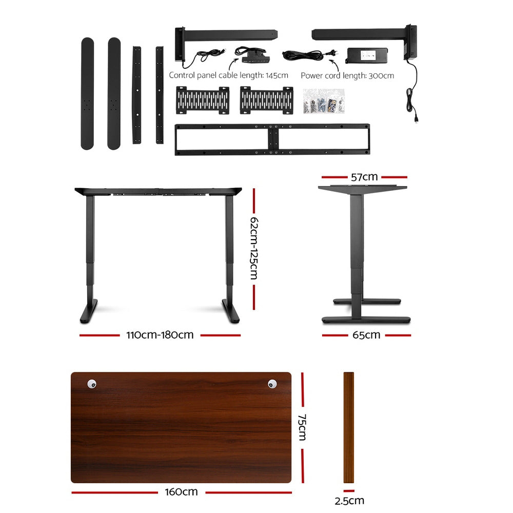 Artiss Electric Motorised Height Adjustable Standing Desk Laptop 2-Motor 160cm