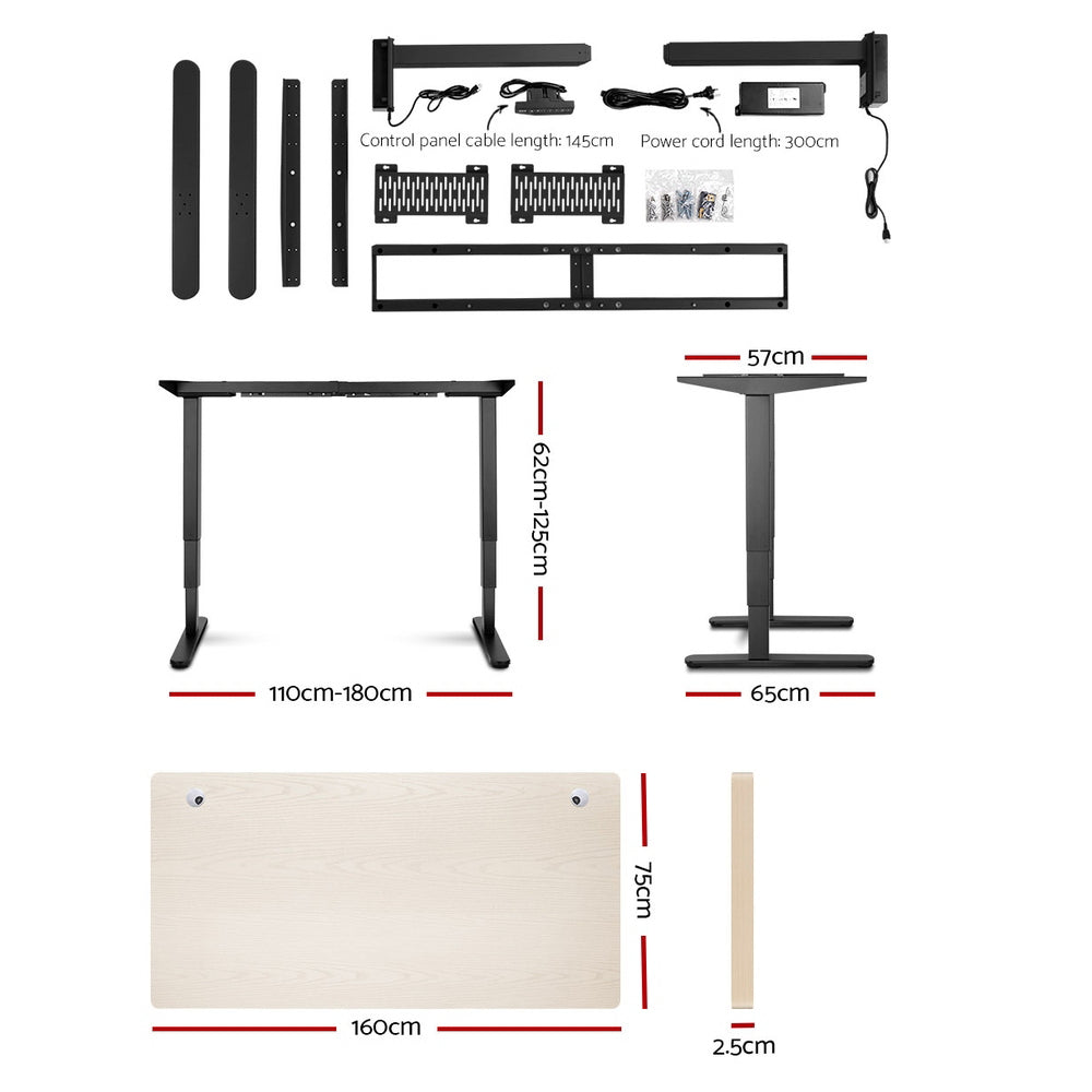 Artiss 160cm Motorised Electric Height Adjustable Standing Desk Table Dual Motor