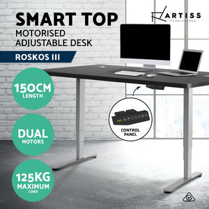 Artiss Height Adjustable Standing Desk Sit Stand Motorised Electric Roskos III Grey Black