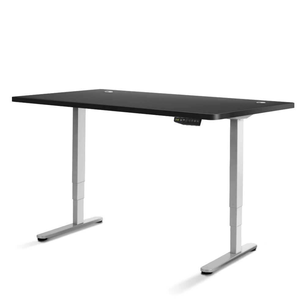 Electric Motorised Height Adjustable Standing Desk - Grey Frame with 160cm Black Top