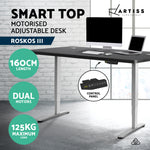 Electric Motorised Height Adjustable Standing Desk - Grey Frame with 160cm Black Top