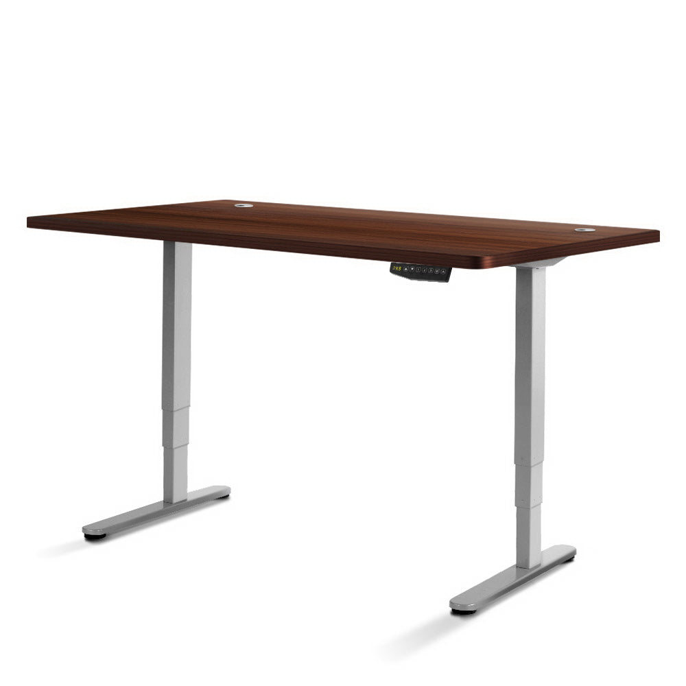 Artiss Height Adjustable Standing Desk Sit Stand Motorised Electric Roskos III Grey Walnut