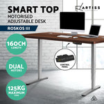 Electric Motorised Height Adjustable Standing Desk - Grey Frame with 160cm Walnut Top