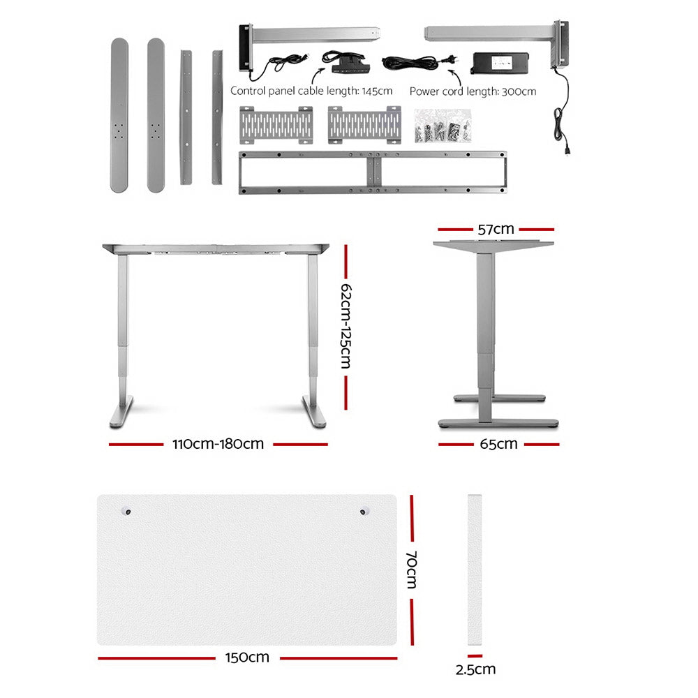 Artiss Height Adjustable Standing Desk Sit Stand Motorised Electric Roskos III Grey White