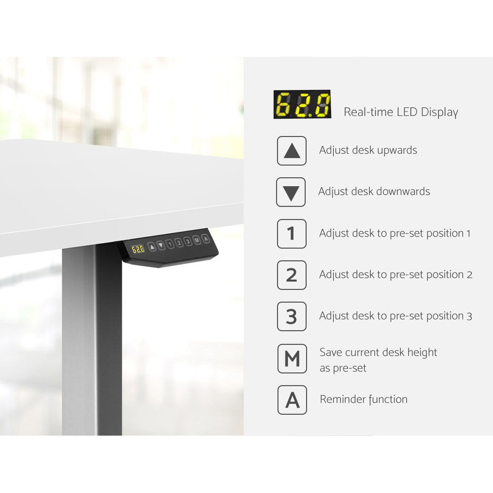 Artiss Height Adjustable Standing Desk Sit Stand Motorised Electric Roskos III Grey White