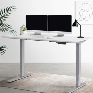 Electric Motorised Height Adjustable Standing Desk - Grey Frame with 160cm White Top