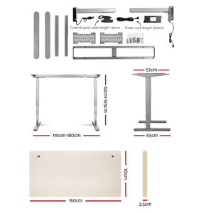 Artiss Height Adjustable Standing Desk Sit Stand Motorised Electric Roskos III Grey White Oak