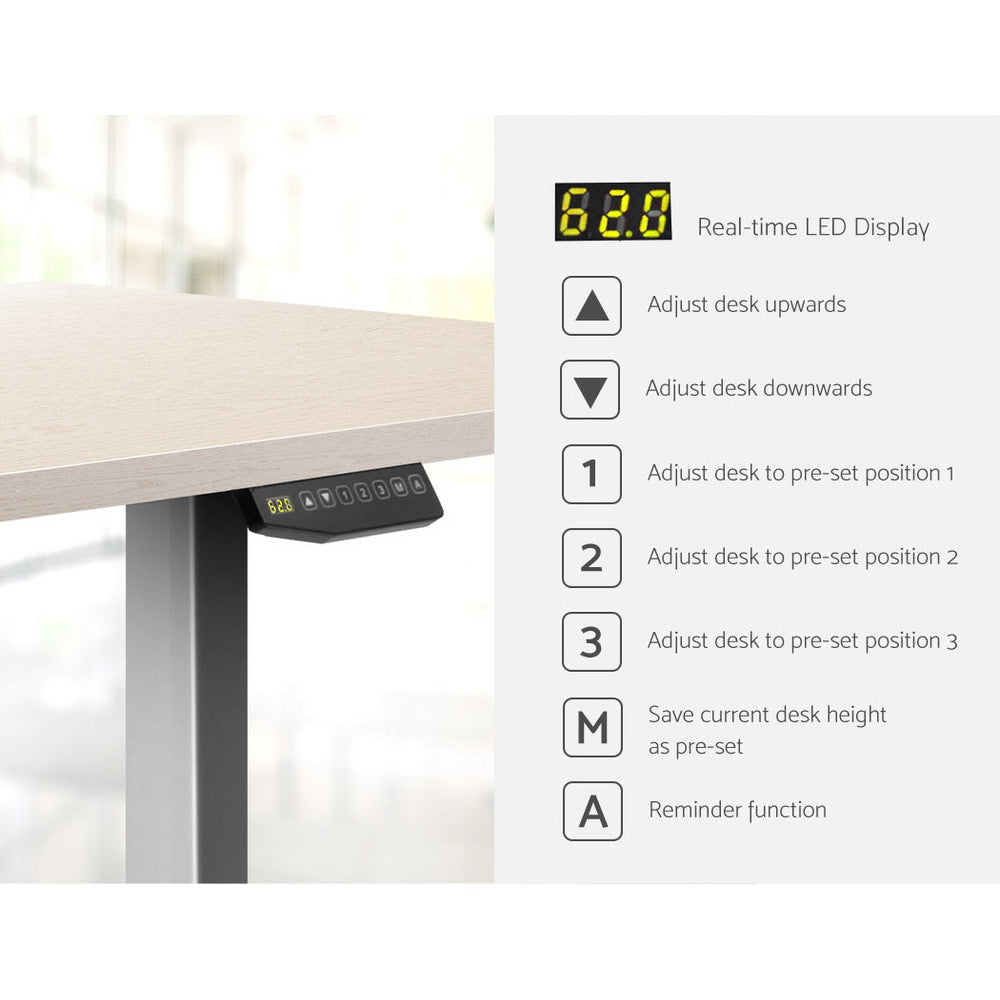 Artiss Height Adjustable Standing Desk Sit Stand Motorised Electric Roskos III Grey White Oak