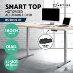 Electric Motorised Height Adjustable Standing Desk - Grey Frame with 160cm White Oak Top