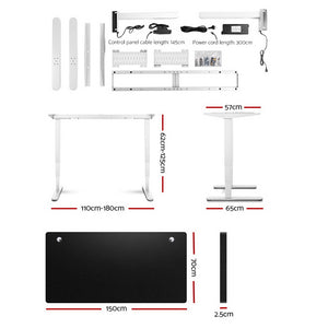 Artiss Height Adjustable Standing Desk Sit Stand Motorised Electric Roskos III White Black