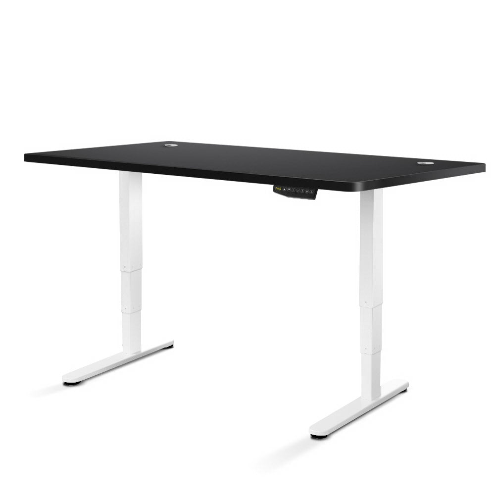 Electric Motorised Height Adjustable Standing Desk - White Frame with 160cm Black Top