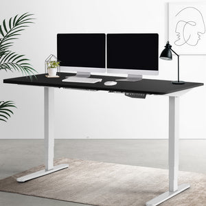 Electric Motorised Height Adjustable Standing Desk - White Frame with 160cm Black Top