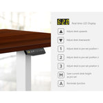 Electric Motorised Height Adjustable Standing Desk - White Frame with 160cm Walnut Top