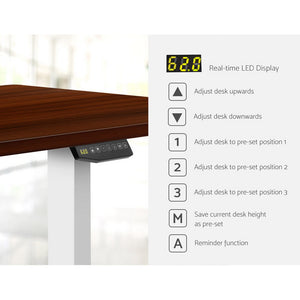 Electric Motorised Height Adjustable Standing Desk - White Frame with 160cm Walnut Top