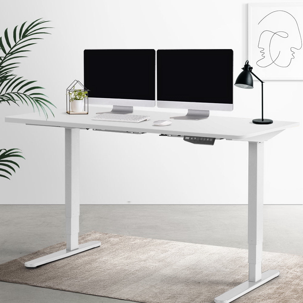 Artiss Height Adjustable Standing Desk Sit Stand Motorised Electric Roskos III White