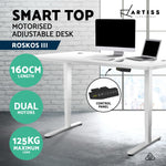 Electric Motorised Height Adjustable Standing Desk - White Frame with 160cm White Top