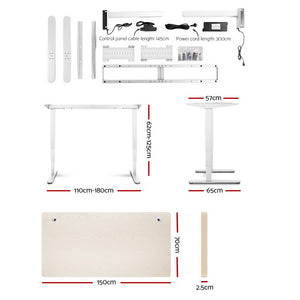 Artiss Height Adjustable Standing Desk Sit Stand Motorised Electric Roskos III White White Oak