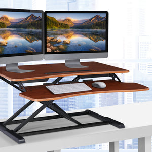 Artiss Height Adjustable Standing Desk Office Sit Stand Riser Walnut