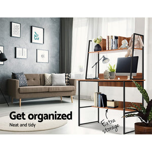 Artiss Office Computer Desk Study Table Workstation Storage Bookshelf Walnut