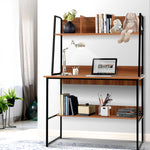 Artiss Office Computer Desk Study Table Workstation Storage Bookshelf Walnut