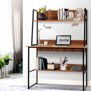 Artiss Office Computer Desk Study Table Workstation Storage Bookshelf Walnut
