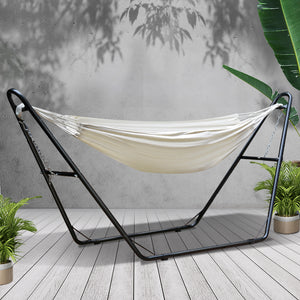 Gardeon Hammock Bed with Steel Frame Stand - Cream