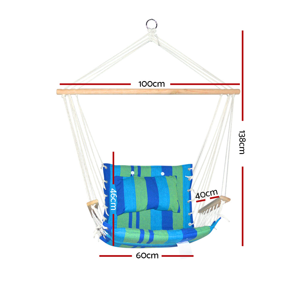 Gardeon Hammock Swing Chair - Blue & Green