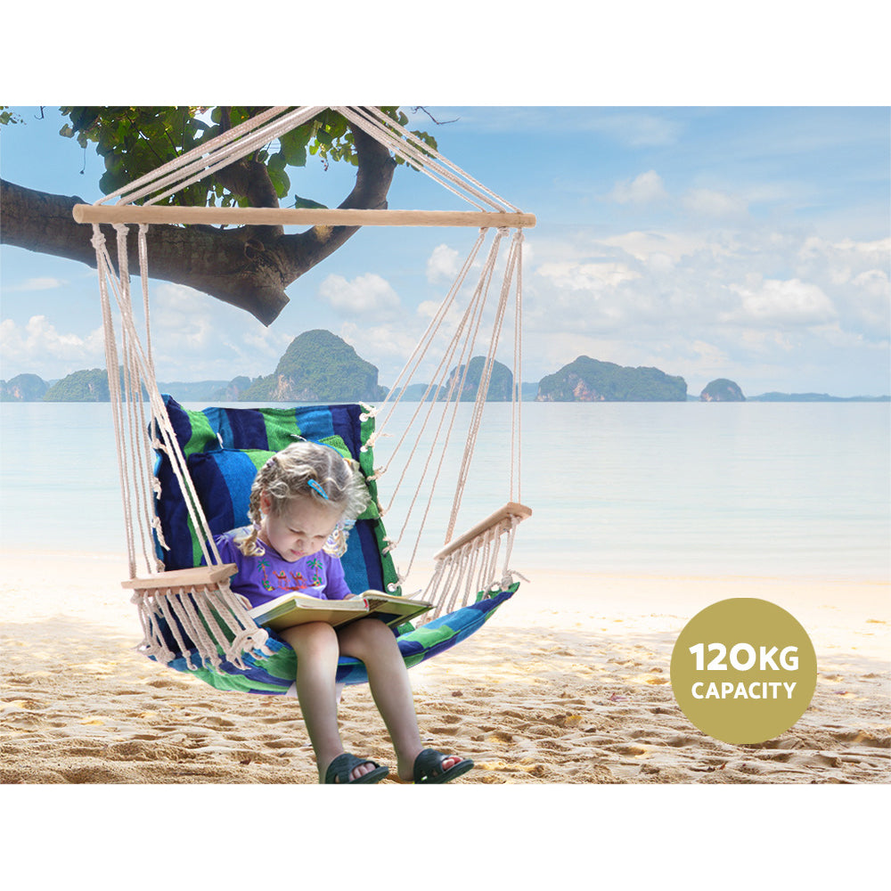 Gardeon Hammock Swing Chair - Blue & Green