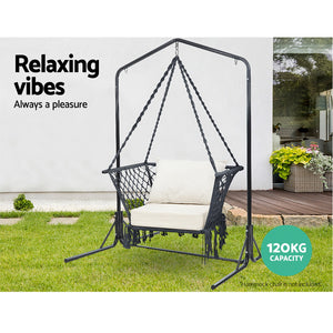 Gardeon Double Hammock Chair Stand Steel Frame 2 Person Outdoor Heavy Duty 200KG