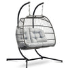 Gardeon Outdoor Furniture Hanging Swing Chair Egg Hammock Pod Wicker 2 Person Grey