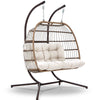 Gardeon Outdoor Furniture Hanging Swing Chair Stand Egg Hammock Rattan Wicker Latte